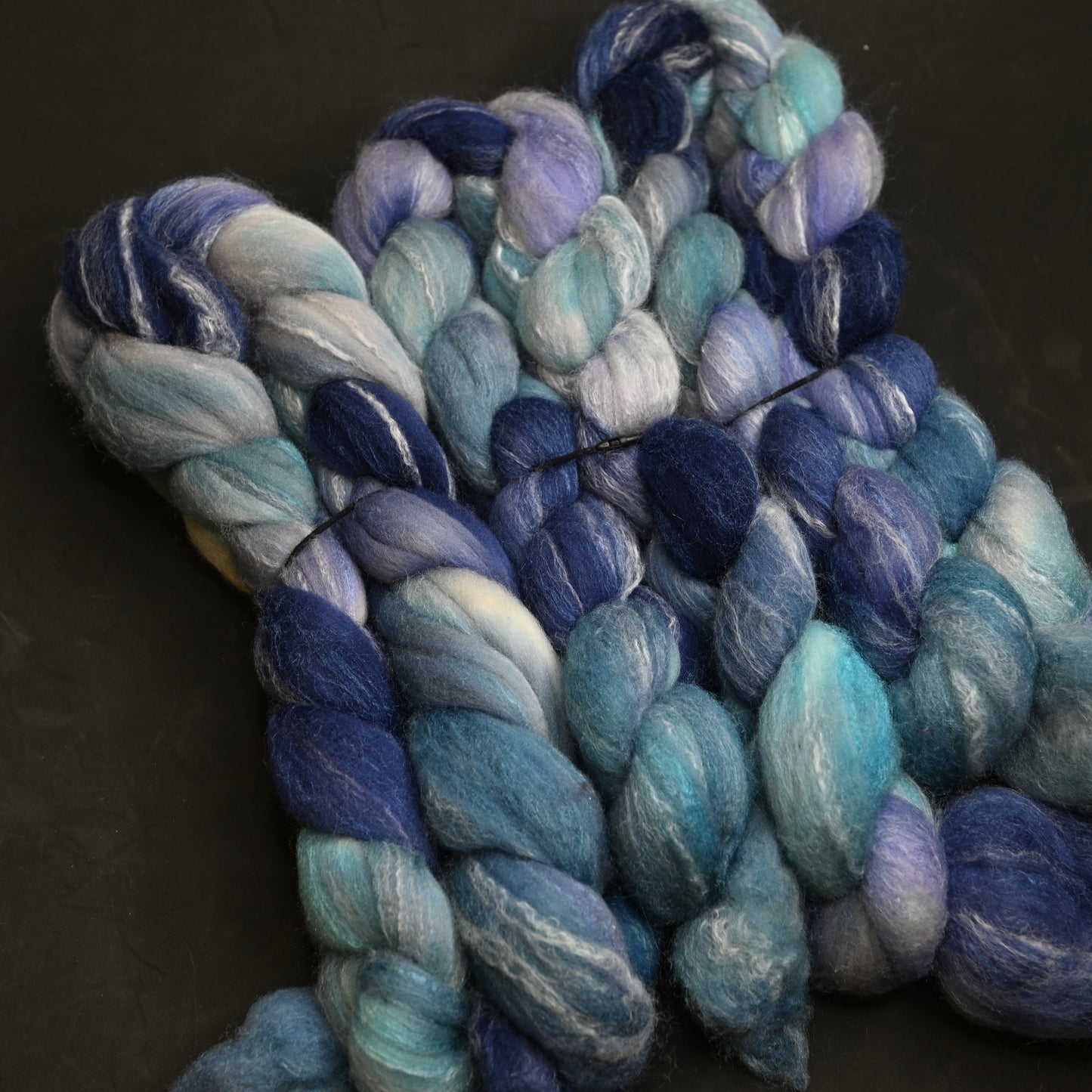 Independent Study in Turquoise/Blurple on Hand Dyed Targhee/Bamboo/Silk Combed Top - 4 oz