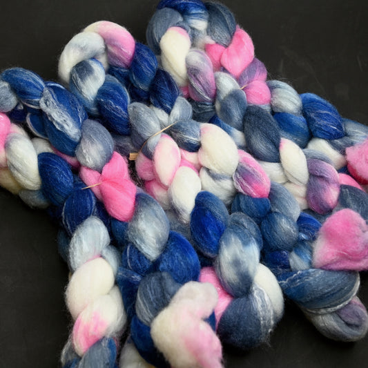 It's Pronounced GIF on Hand Dyed Targhee Wool Bamboo Silk Combed Top - 4 oz
