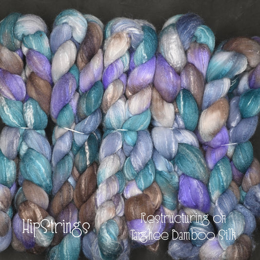 Restructuring on Hand Dyed Targhee Wool Bamboo Silk Combed Top - 4 oz