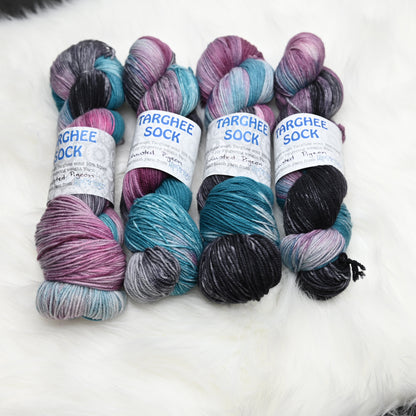 Exhausted Pigeon on Hand Dyed SW Targhee Wool Nylon Sock Yarn - 465 yd/115g