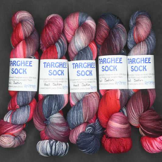 Hail Satin on Hand Dyed SW Targhee Nylon Sock Yarn - 100g