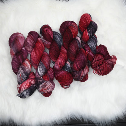 Hail Satin on Hand Dyed SW Targhee Nylon Sock Yarn - 400 yd