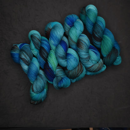 Never Going to Give You Up on Hand Dyed SW Targhee Wool Nylon Sock Yarn - 465 yd/115g