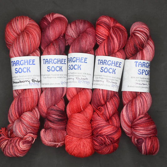 Strawberry Rhubarb on Hand Dyed SW Targhee Wool Nylon Sock Yarn - 400yd/100g