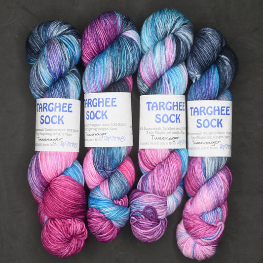 Tweenager on Hand Dyed SW Targhee Wool Nylon Sock Yarn - 100g