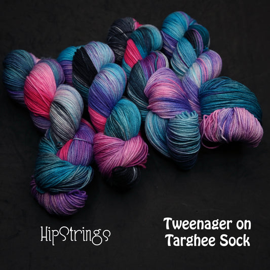 Tweenager on Hand Dyed SW Targhee Wool Nylon Sock Yarn - 115g