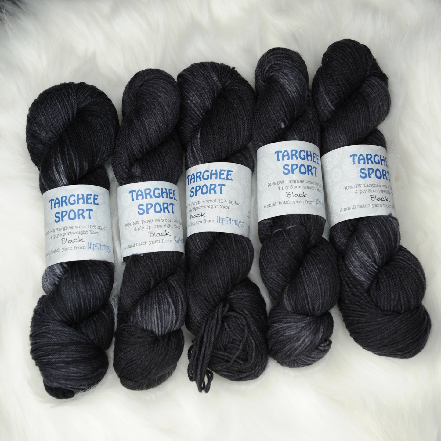 Black on Hand Dyed Targhee Wool Sport Yarn - 300 yd/100 g