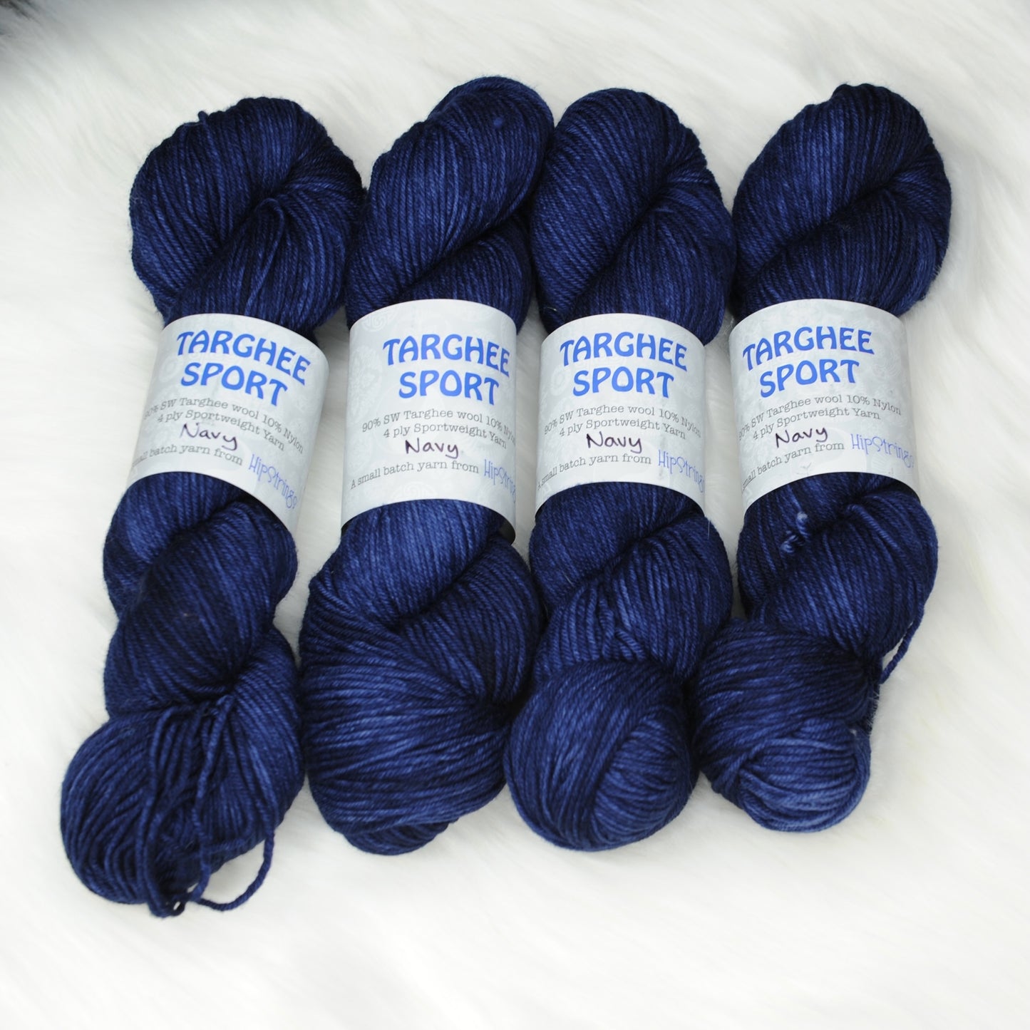 Navy on Hand Dyed SW Targhee Wool Nylon Sport Yarn - 100 g