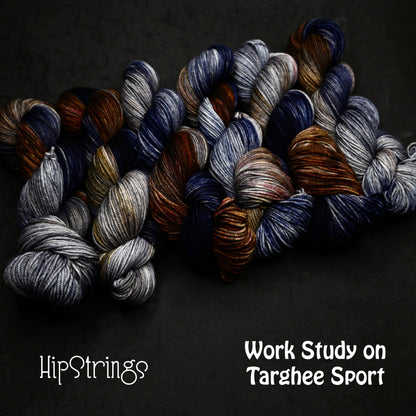 Work Study on Hand Dyed Targhee Wool Sport Yarn - 300 yd/100 g