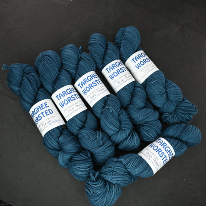 Deep Ocean on Hand Dyed Targhee Wool Worsted Yarn - 230 yd/100g