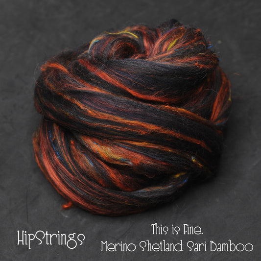 This is Fine Merino Shetland Sari Bamboo Signature Blend Combed Top - 4 oz