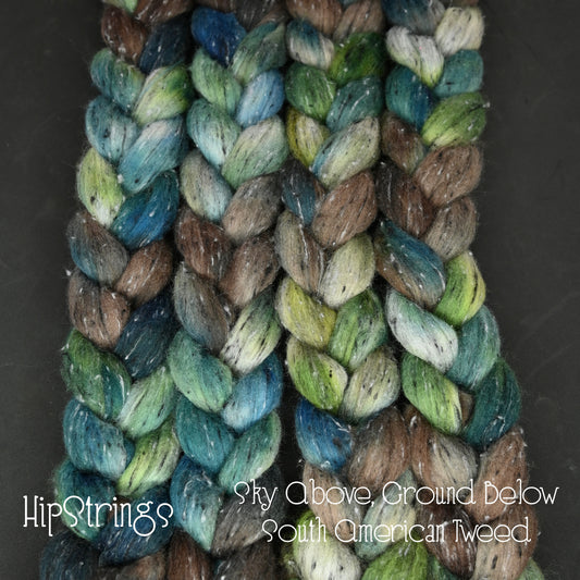 Sky Above, Ground Below on Hand Dyed Tweed South American Wool Viscose Combed Top - 4 oz