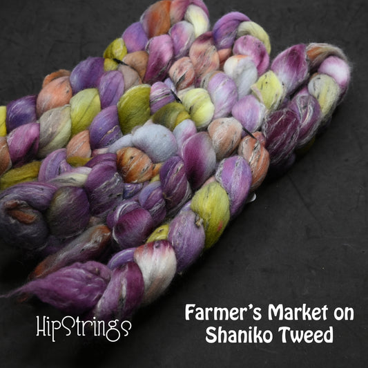 Farmer's Market on Hand Dyed Shaniko Wool Tweed Combed Top - 4 oz