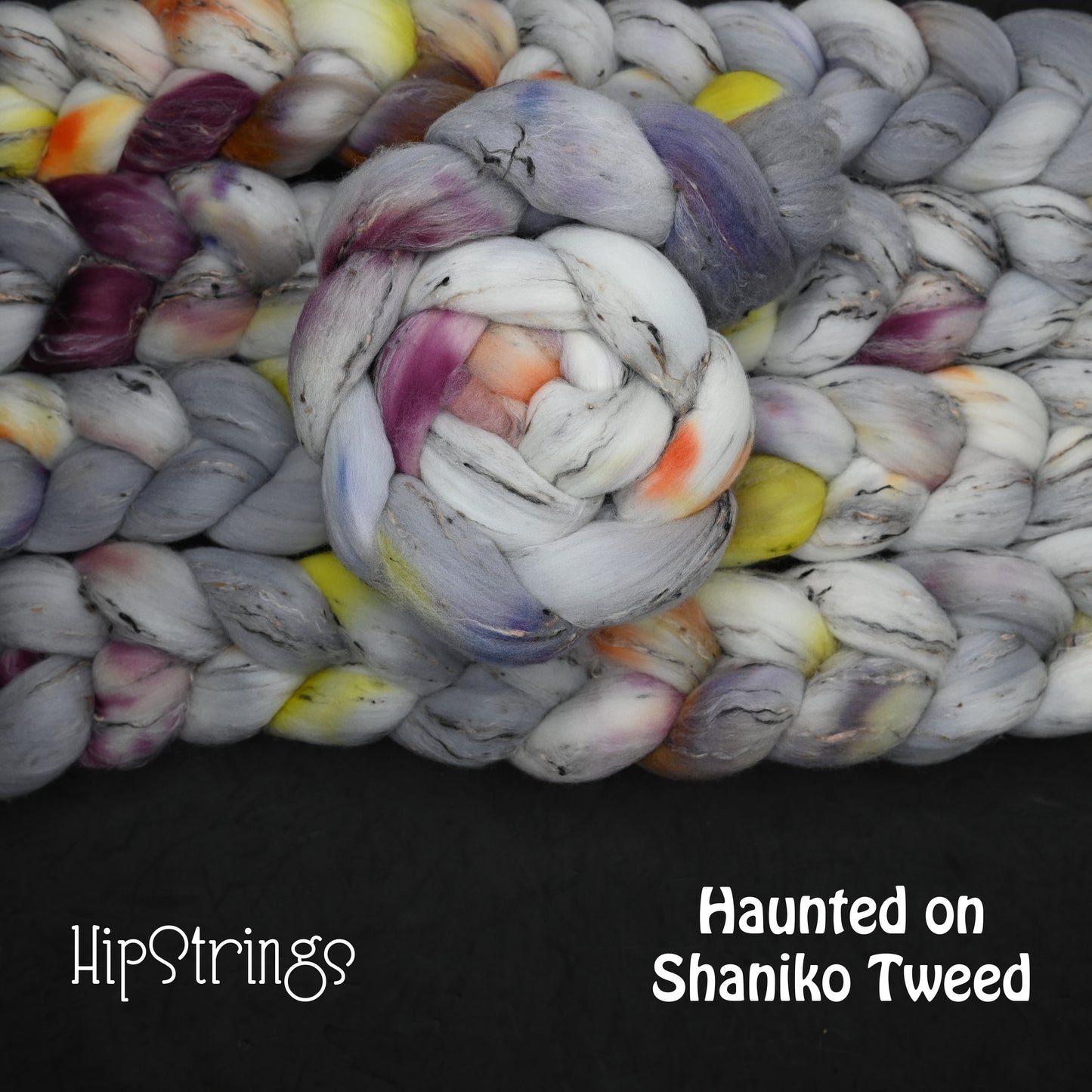 Haunted on Hand Dyed Shaniko Wool Tweed Combed Top - 4 oz