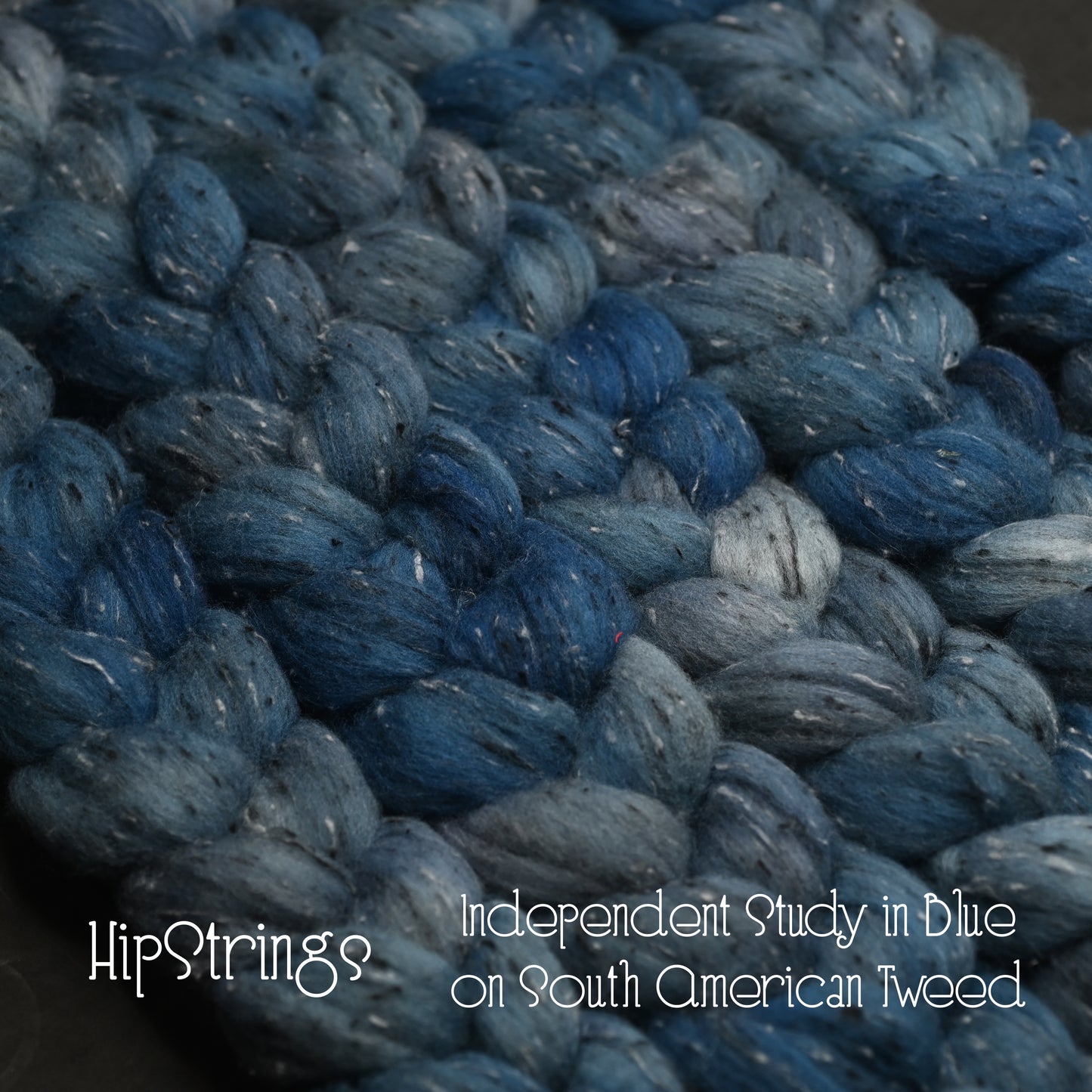 Independent Study in Blues on Hand Dyed Tweed South American Wool Viscose Combed Top - 4 oz