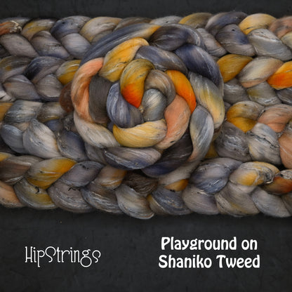 Playground on Hand Dyed Shaniko Wool Tweed Combed Top - 4 oz