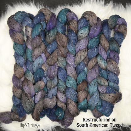 Restructuring on Hand Dyed Tweed South American Wool Viscose Combed Top - 4 oz