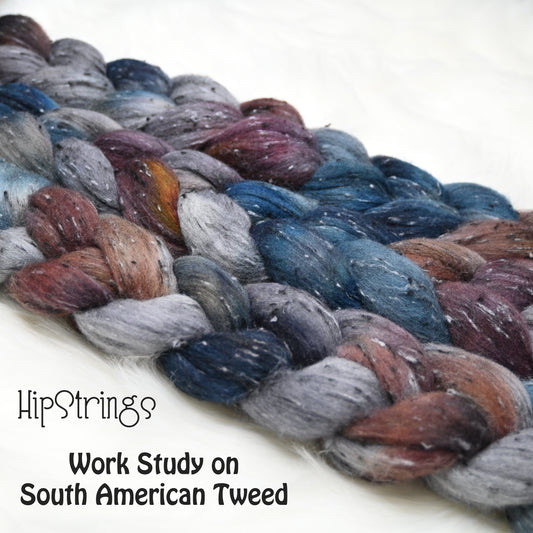 Work Study on Hand Dyed Tweed South American Wool Viscose Combed Top - 4 oz