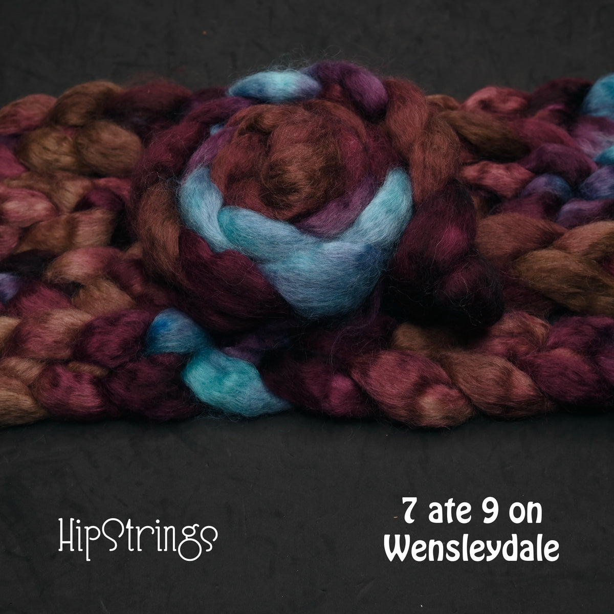 7 ate 9 on Hand Dyed Wensleydale Wool Combed Top - 4 oz