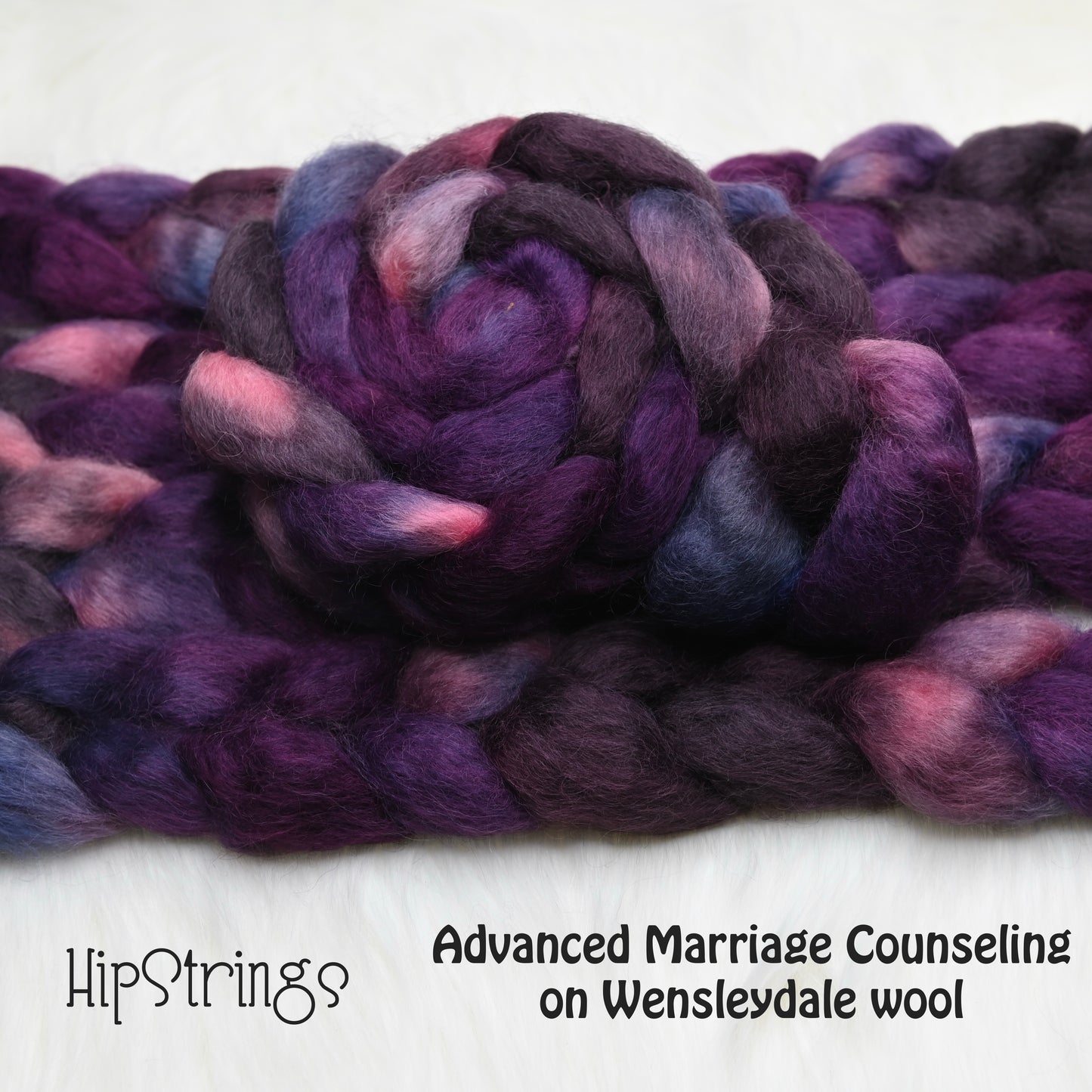 Advanced Marriage Counseling on Hand Dyed Wensleydale Wool Combed Top - 4 oz