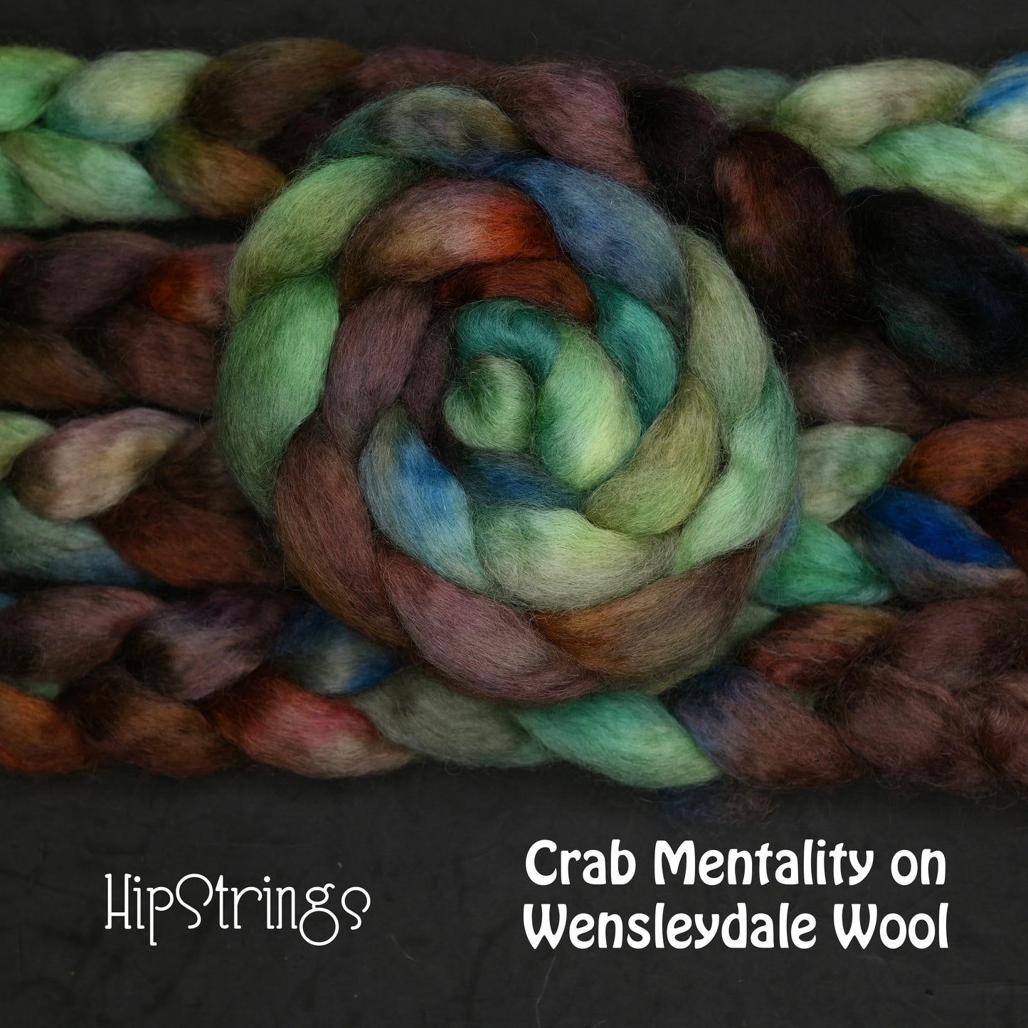 Crab Mentality on Hand Dyed Wensleydale Wool Combed Top - 4 oz