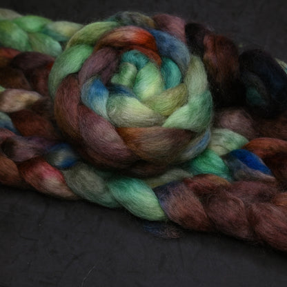 Crab Mentality on Hand Dyed Wensleydale Wool Combed Top - 4 oz