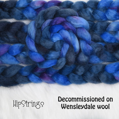 Decommissioned on Hand Dyed Wensleydale Wool Combed Top - 4 oz
