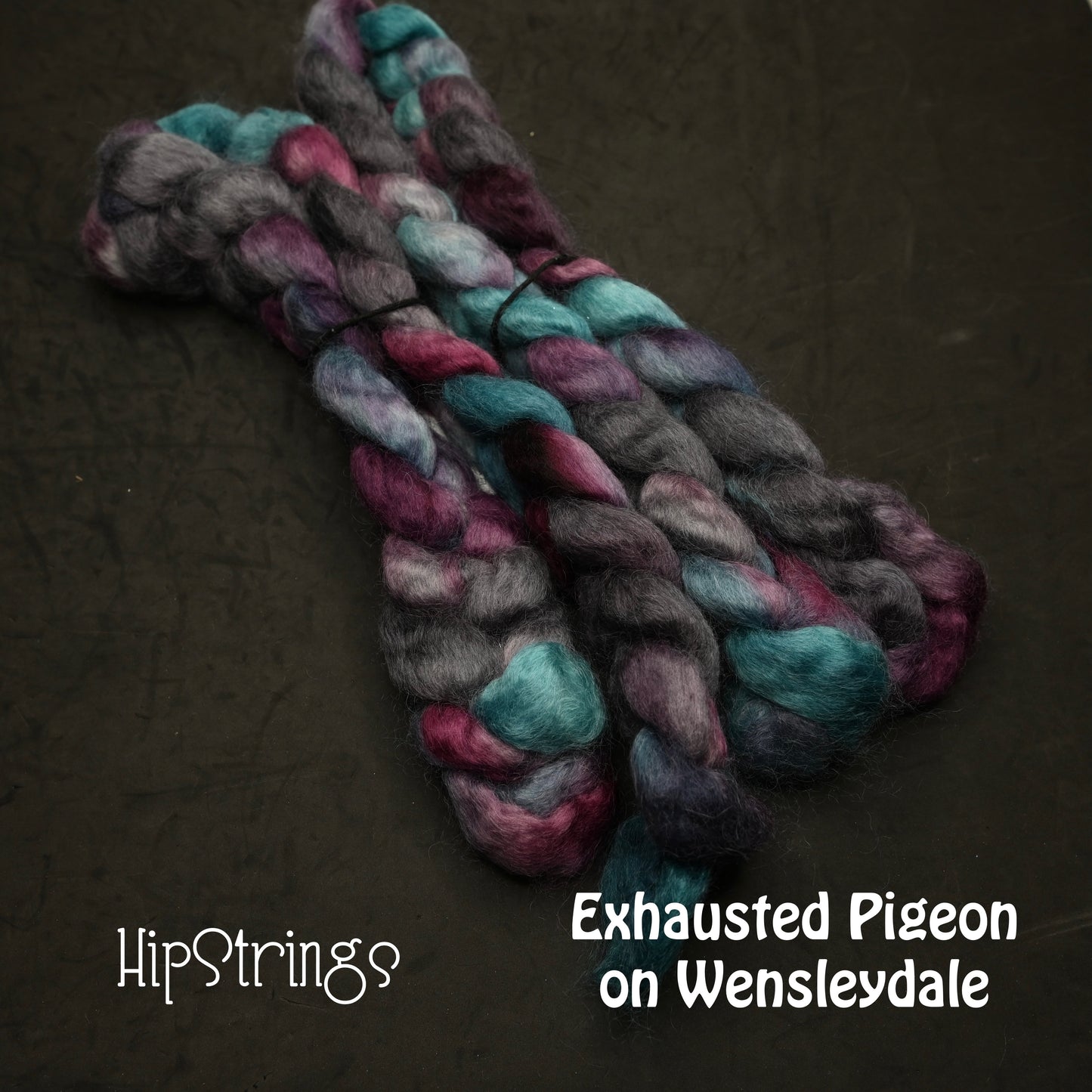 Exhausted Pigeon on Hand Dyed Wensleydale Wool Combed Top - 4 oz