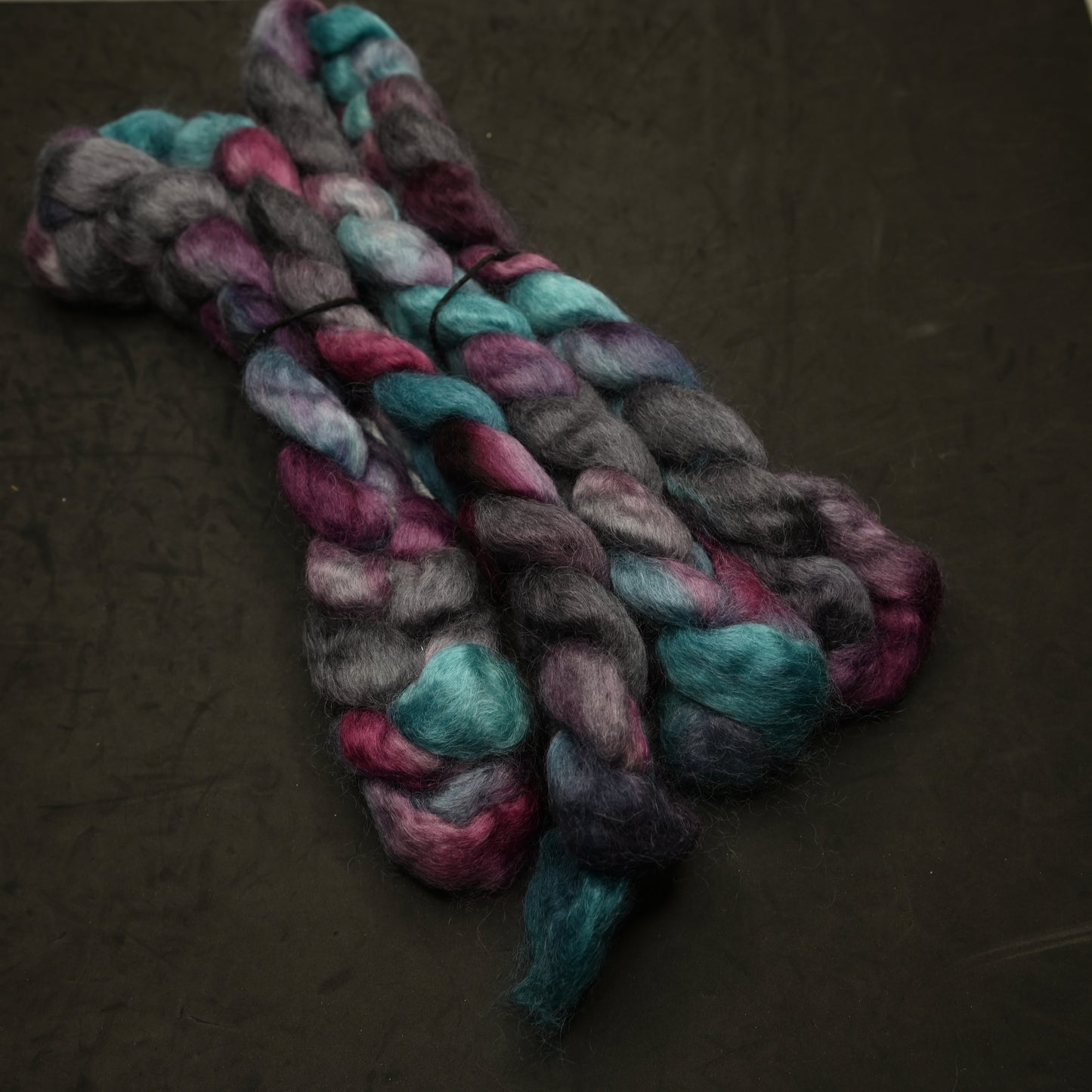 Exhausted Pigeon on Hand Dyed Wensleydale Wool Combed Top - 4 oz