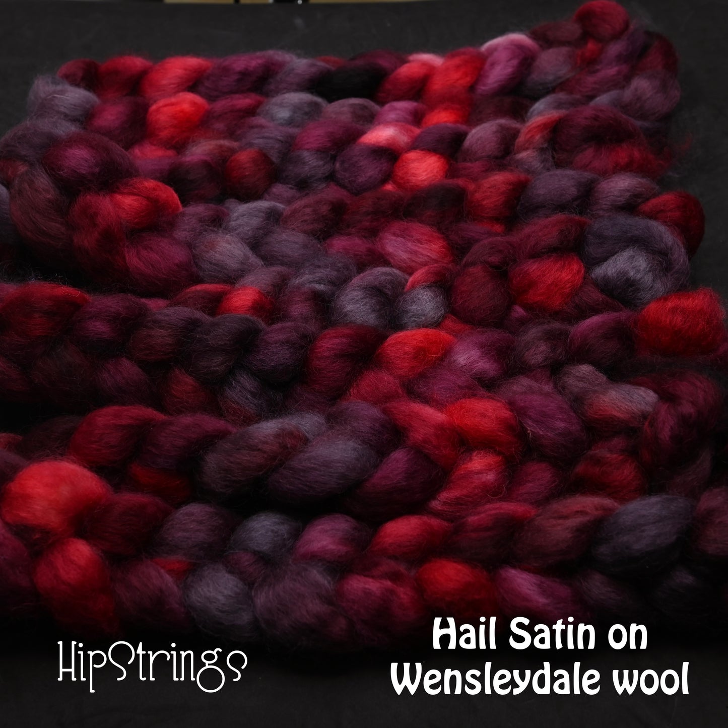 Hail Satin on Hand Dyed Wensleydale Wool Combed Top - 4 oz