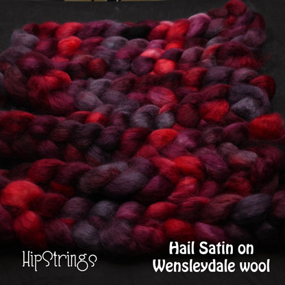 Hail Satin on Hand Dyed Wensleydale Wool Combed Top - 4 oz