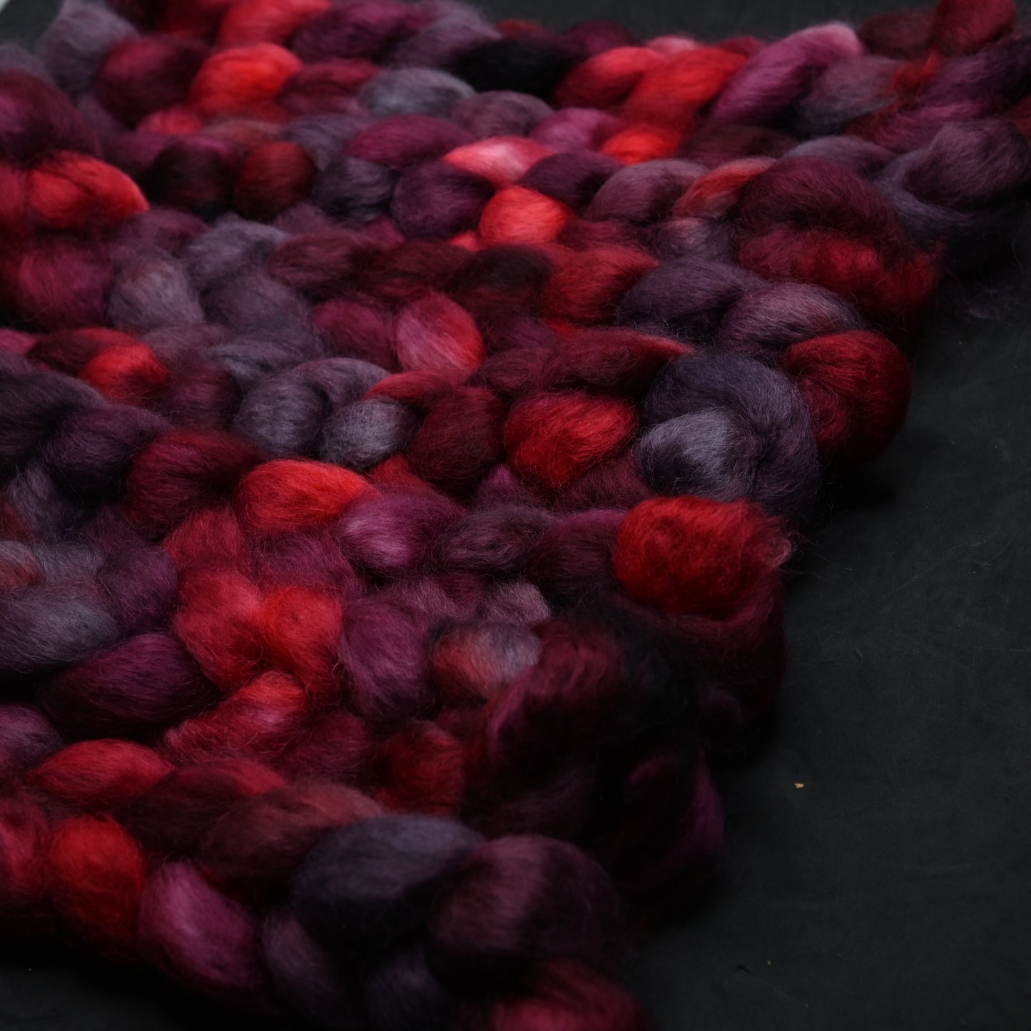 Hail Satin on Hand Dyed Wensleydale Wool Combed Top - 4 oz