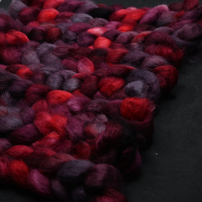 Hail Satin on Hand Dyed Wensleydale Wool Combed Top - 4 oz