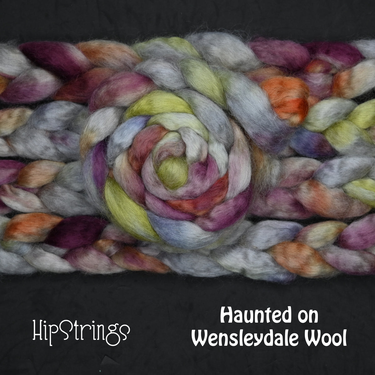 Haunted on Hand Dyed Wensleydale Wool Combed Top - 4 oz