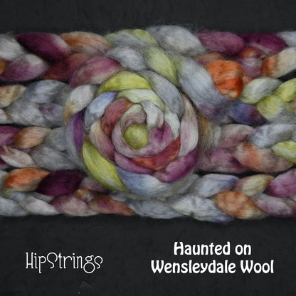 Haunted on Hand Dyed Wensleydale Wool Combed Top - 4 oz