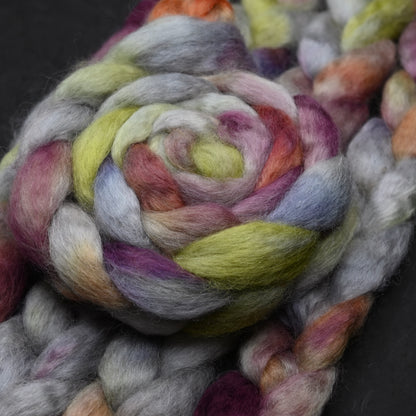 Haunted on Hand Dyed Wensleydale Wool Combed Top - 4 oz
