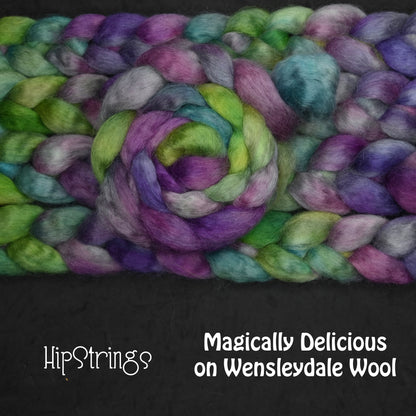 Magically Delicious on Hand Dyed Wensleydale Wool Combed Top - 4 oz