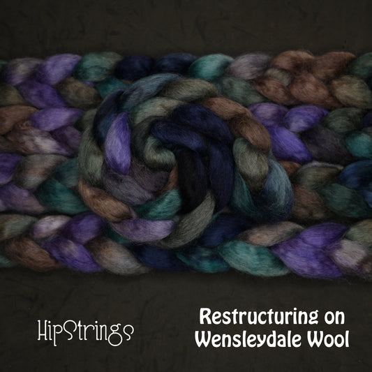 Restructuring on Hand Dyed Wensleydale Wool Combed Top - 4 oz