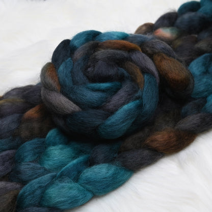 Underground River on Hand Dyed Wensleydale Wool Combed Top - 4 oz
