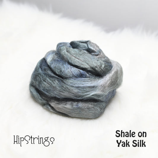 Shale on Hand Dyed Yak Silk Combed Top - 2 oz