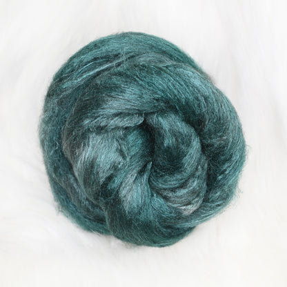 Spruce on Hand Dyed Yak Silk Combed Top - 2 oz