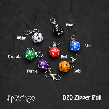 Zipper Pull - D20 Assorted Colors