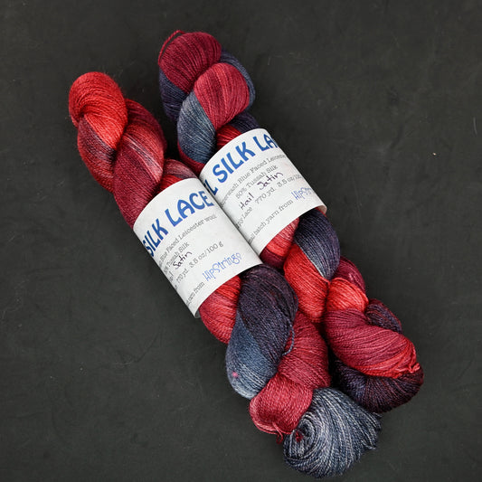 Hail Satin on Hand Dyed SW BFL Silk Lace Yarn - 100g