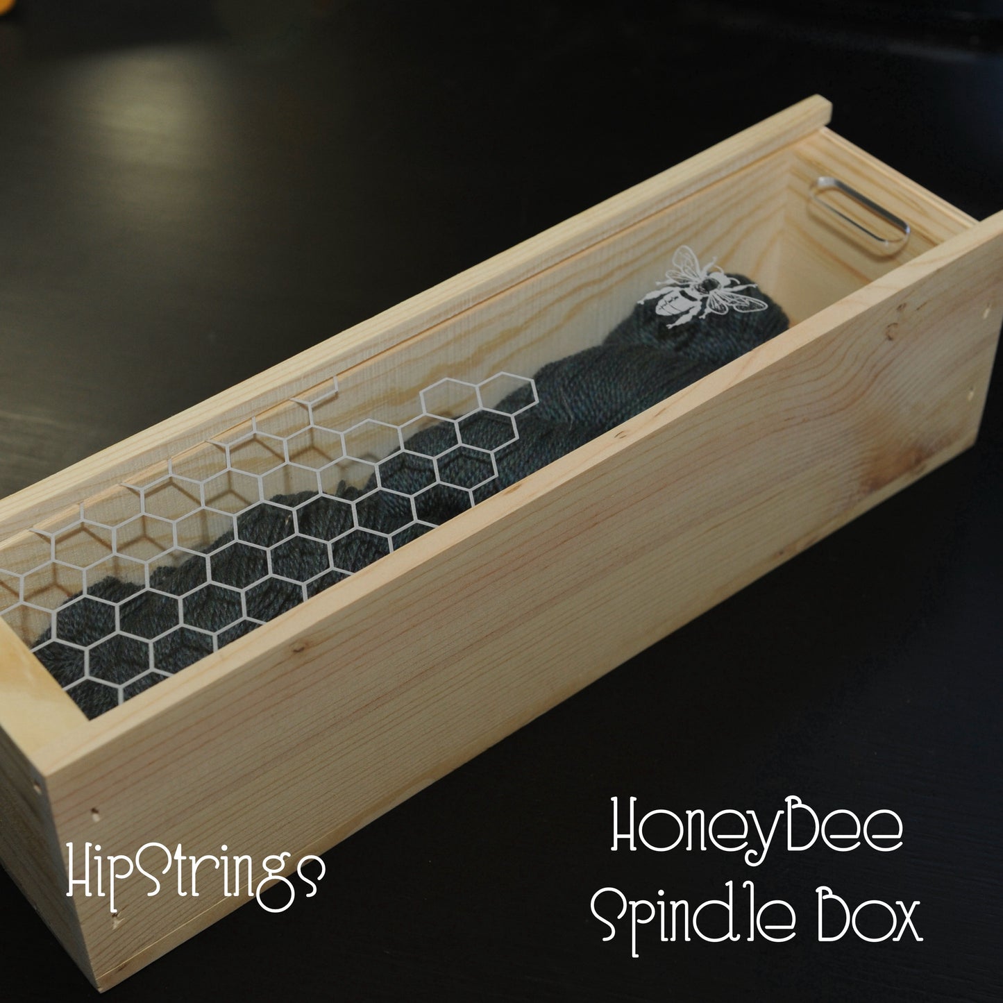 Wooden Spindle Box with Etched Slide