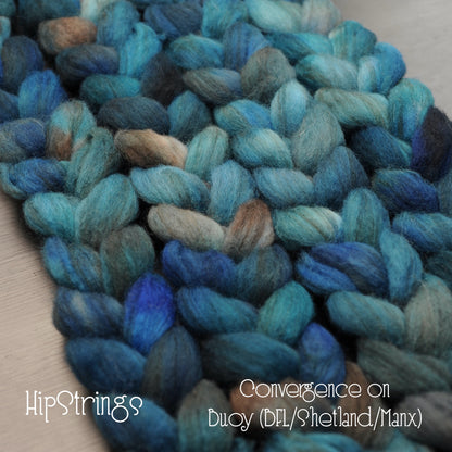Convergence - Hand Dyed Buoy (BFL/Shetland/Manx Wool) Signature Blend Combed Top - 4 oz