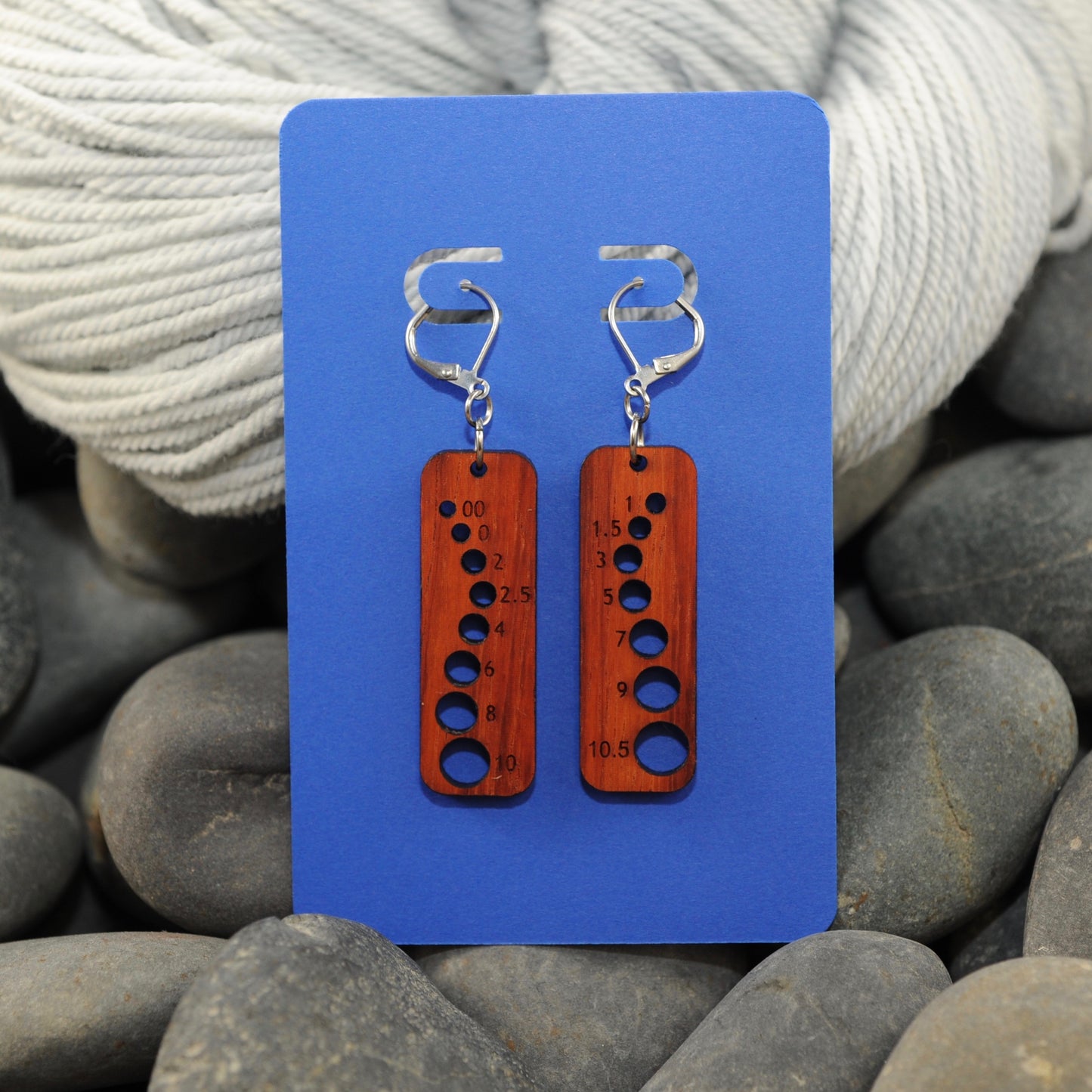 Knitting Needle Gauge Earrings - Assorted Acrylic and Hardwood