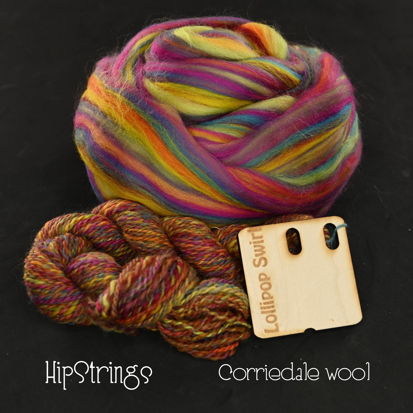 Lollipop Swirl - Signature Blend Corriedale wool Combed Top - 4 oz