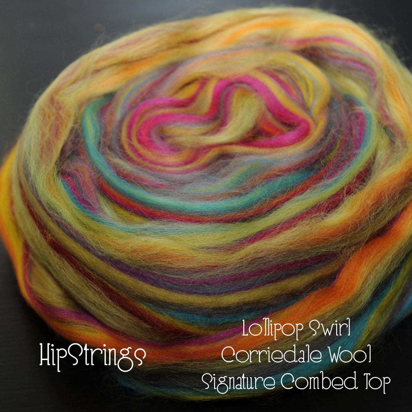 Lollipop Swirl - Signature Blend Corriedale wool Combed Top - 4 oz