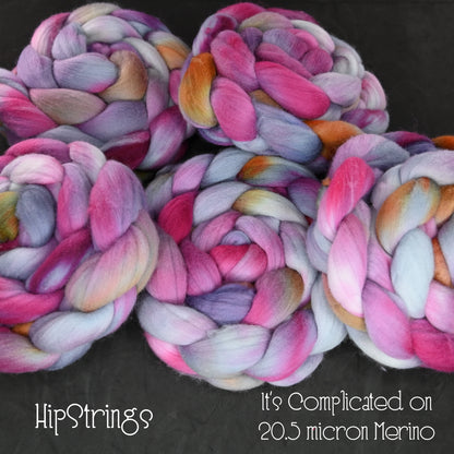 It's Complicated on Hand Dyed Merino Wool Combed Top - 4 oz