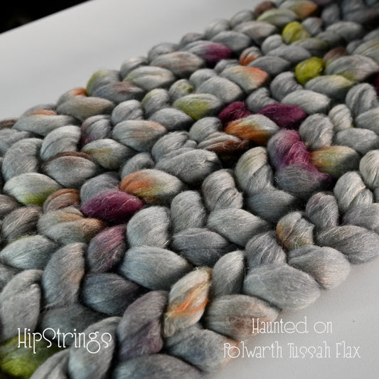 Haunted on Hand Dyed Polwarth/Silk/Ramie Combed Wool Top - 4 oz